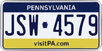 PA license plate JSW4579