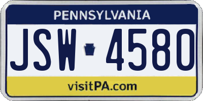 PA license plate JSW4580