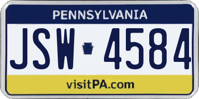 PA license plate JSW4584