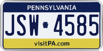 PA license plate JSW4585