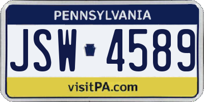 PA license plate JSW4589
