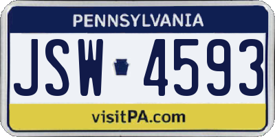 PA license plate JSW4593