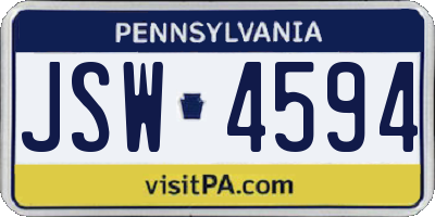 PA license plate JSW4594