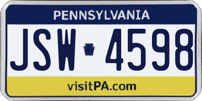 PA license plate JSW4598