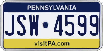 PA license plate JSW4599