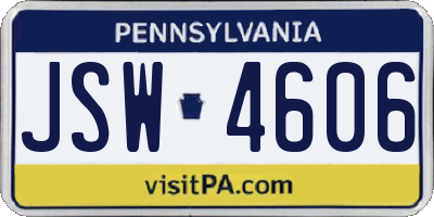 PA license plate JSW4606