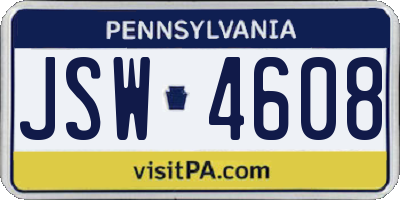 PA license plate JSW4608