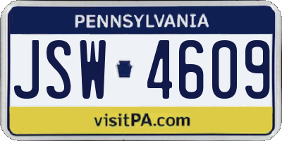 PA license plate JSW4609