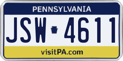 PA license plate JSW4611