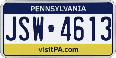 PA license plate JSW4613