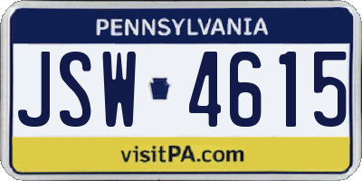 PA license plate JSW4615