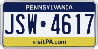 PA license plate JSW4617