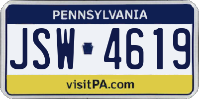 PA license plate JSW4619