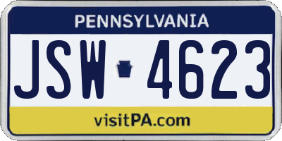 PA license plate JSW4623