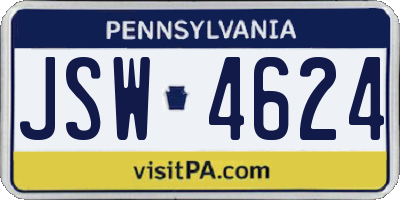 PA license plate JSW4624