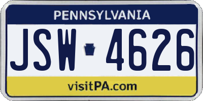 PA license plate JSW4626