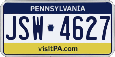 PA license plate JSW4627