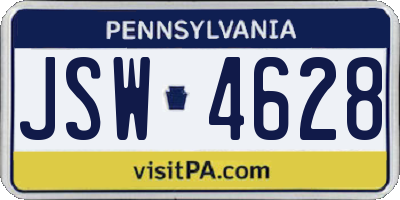 PA license plate JSW4628