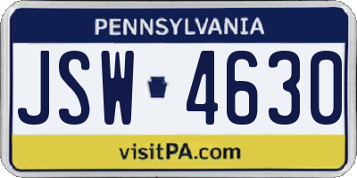 PA license plate JSW4630