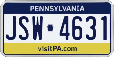 PA license plate JSW4631