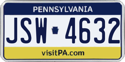 PA license plate JSW4632