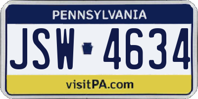 PA license plate JSW4634
