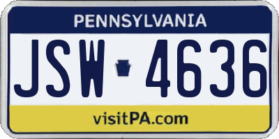 PA license plate JSW4636