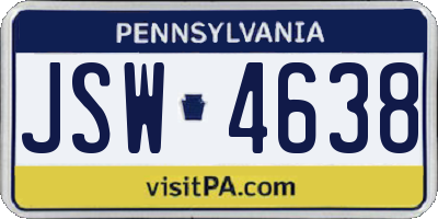 PA license plate JSW4638