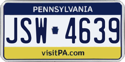PA license plate JSW4639