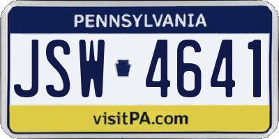 PA license plate JSW4641