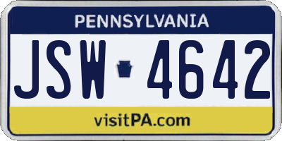 PA license plate JSW4642
