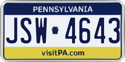 PA license plate JSW4643