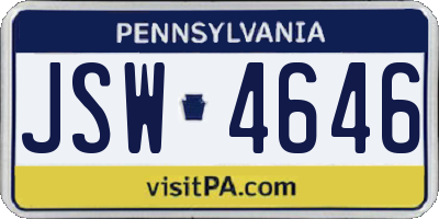 PA license plate JSW4646