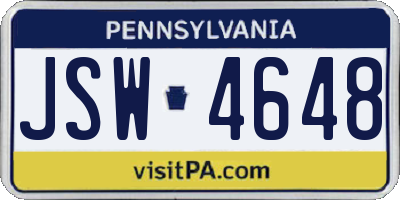 PA license plate JSW4648