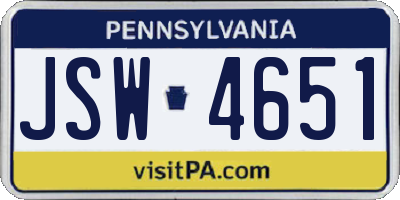 PA license plate JSW4651