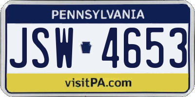 PA license plate JSW4653