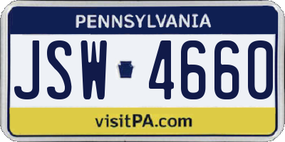 PA license plate JSW4660