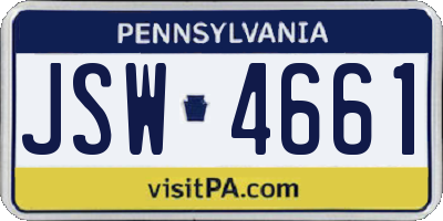 PA license plate JSW4661