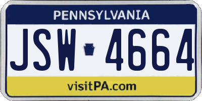 PA license plate JSW4664