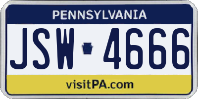 PA license plate JSW4666