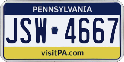 PA license plate JSW4667