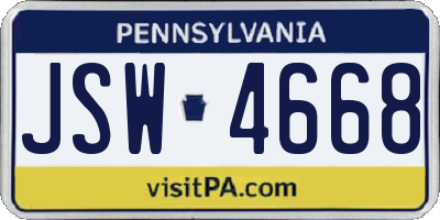 PA license plate JSW4668
