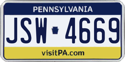 PA license plate JSW4669