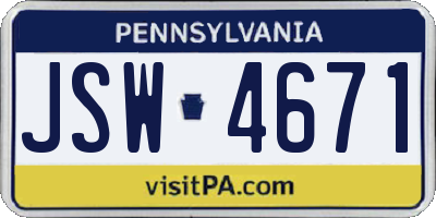 PA license plate JSW4671