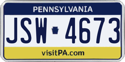 PA license plate JSW4673