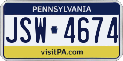 PA license plate JSW4674
