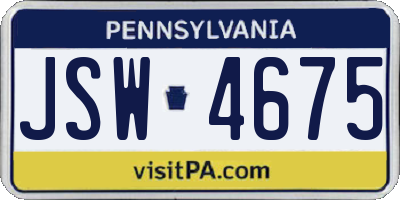 PA license plate JSW4675