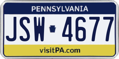 PA license plate JSW4677