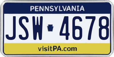 PA license plate JSW4678