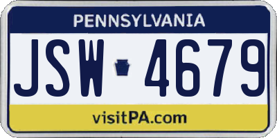 PA license plate JSW4679